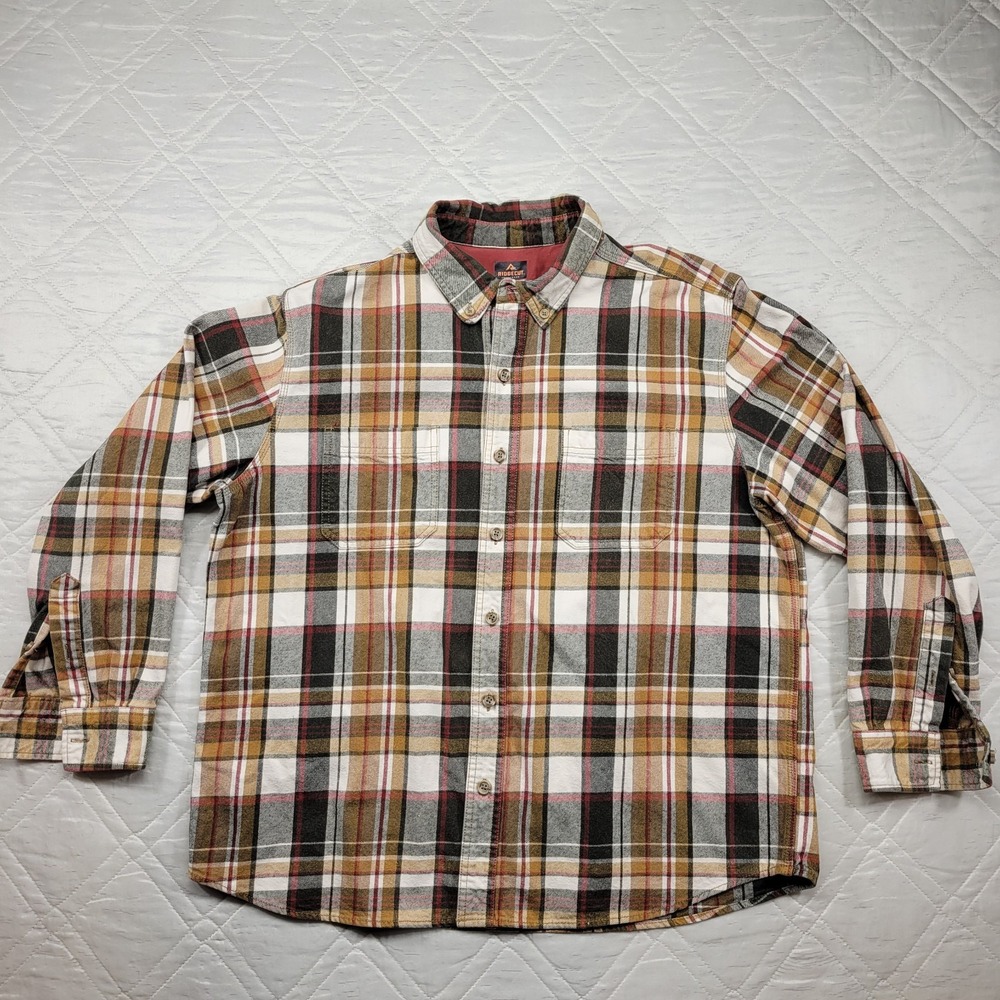 Ridgecut Toughwear plaid long sleeve flannel‎ button front shirt size XL
